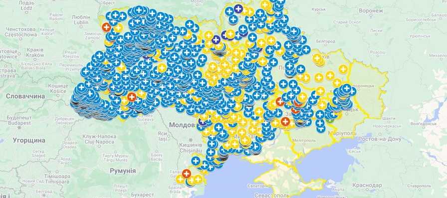 Інтерактивну мапу закладів охорони здоров’я, що надають ВІЛ-послуги в Україні
